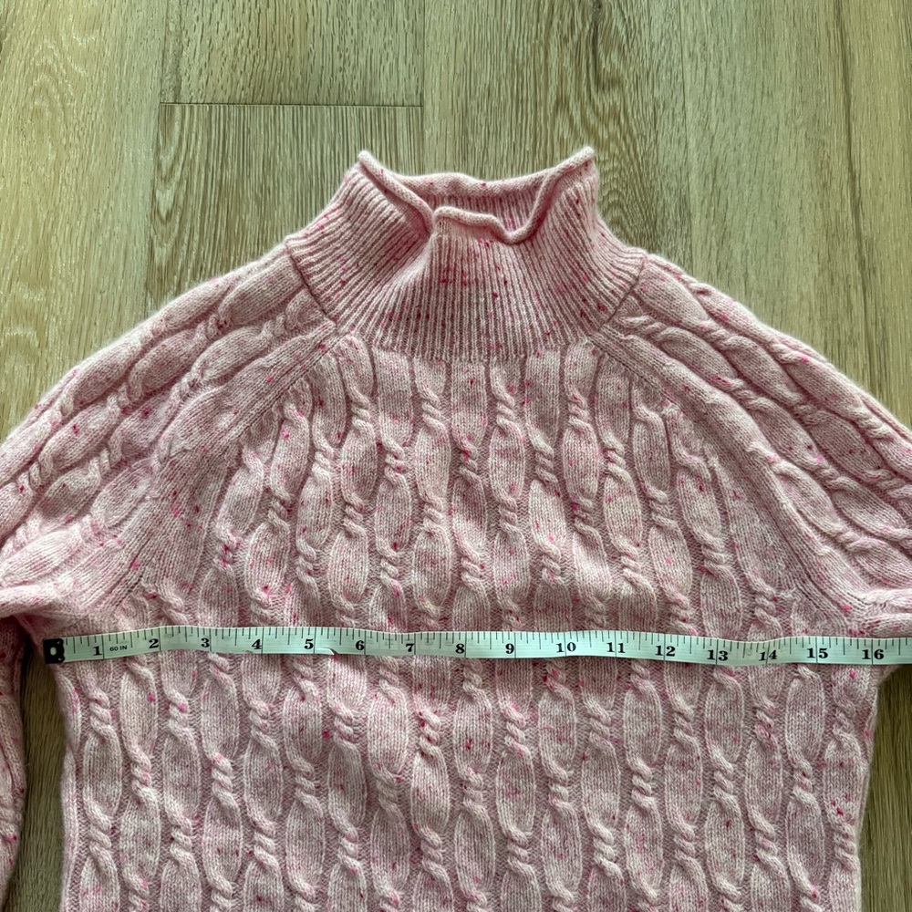 J.Crew Cable Knit Rollneck Cashmere Donegal Cropped Sweater - Picture 5 of 8